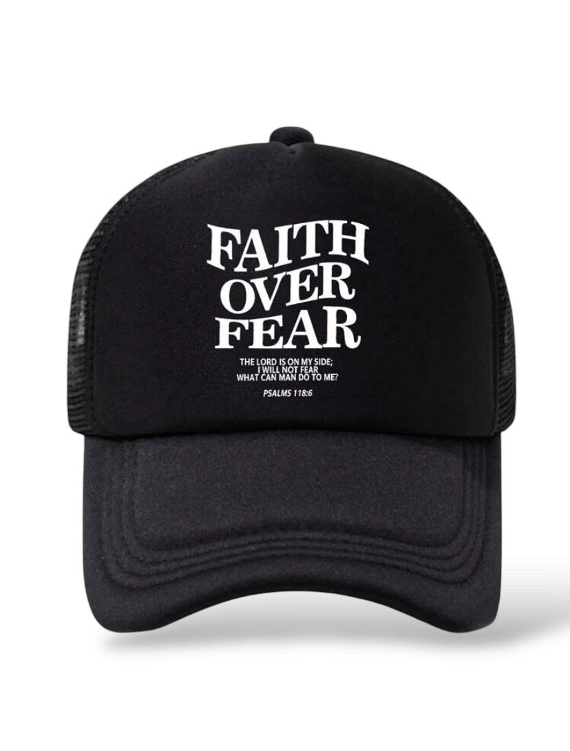 Faith over Fear Cap Schwarz - Christliche Kleidung - Jesus Shop