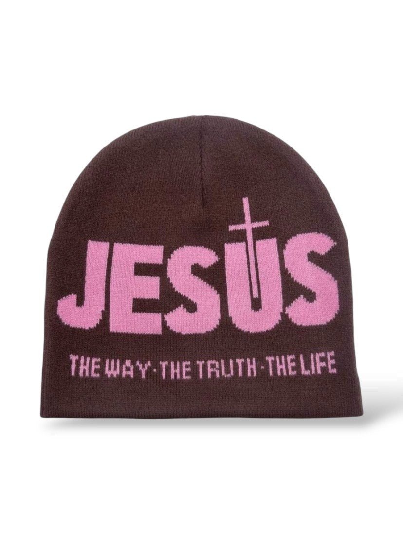 Jesus Mütze Coffe Braun und Rosa - Christliche Kleidung - Jesus Shop