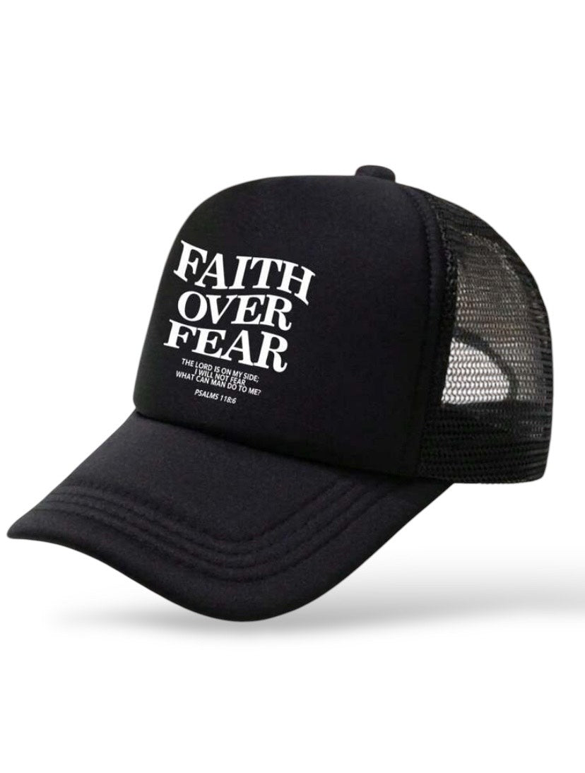 Faith over Fear Cap Schwarz - Christliche Kleidung - Jesus Shop