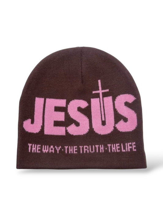 Jesus Mütze Coffe Braun und Rosa - Christliche Kleidung - Jesus Shop