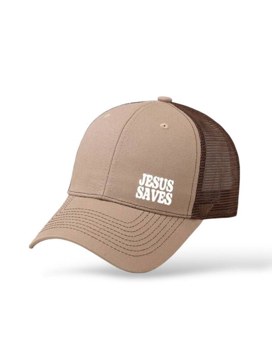 Jesus Saves Cap Braun (Trucker Cap) - Christliche Kleidung - Jesus Shop